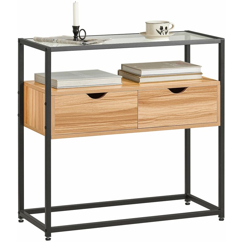 foto del prodotto consolle ingresso tavolo bar con cassetti consolle credenza tavolino divano tavolo decorativo 81x35x78cm naturale fsb54 n sobuy