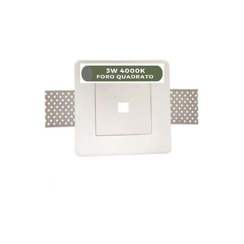 foto del prodotto asia led faretto in gesso led 3w 4000k 120mm foro quadrato luce naturale mondo led