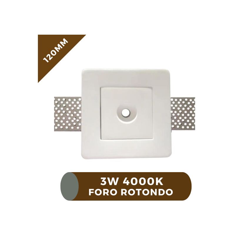 foto del prodotto asia led faretto in gesso led 3w 4000k 120mm foro rotondo luce naturale mondo led