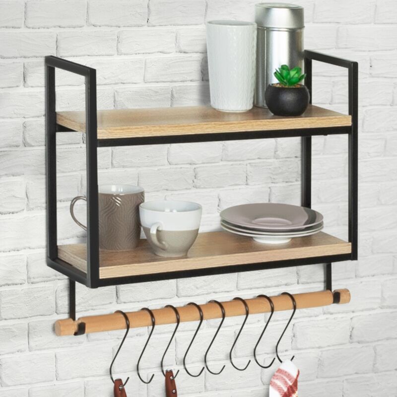 foto del prodotto mensola a muro con ganci detroit design industriale