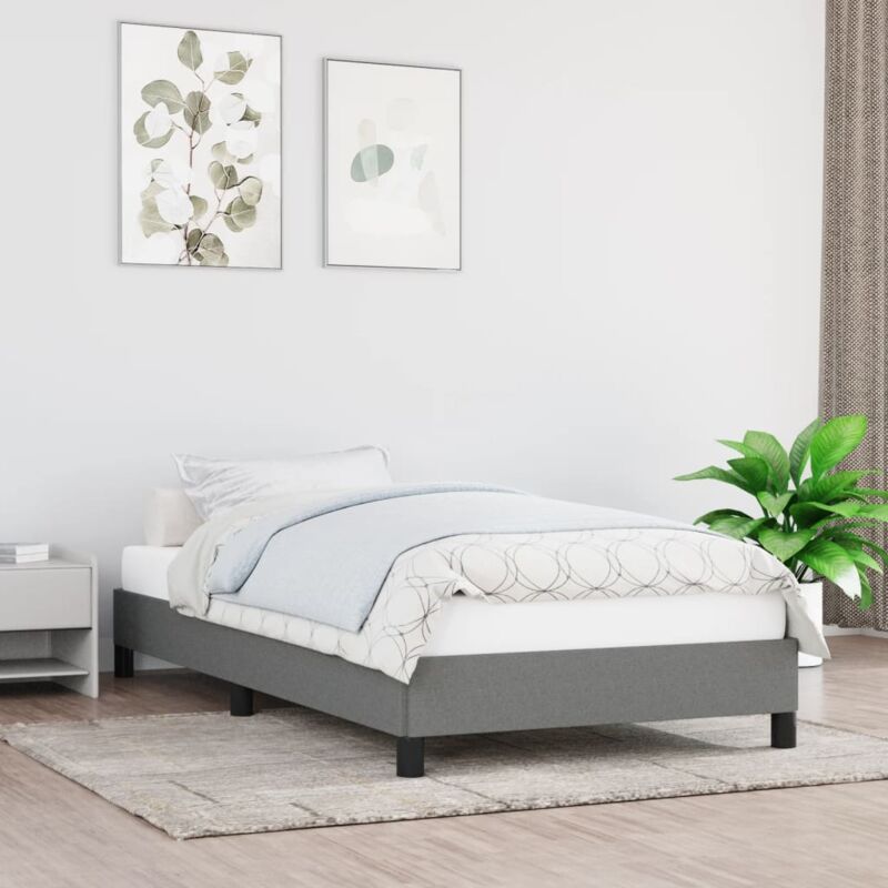 foto del prodotto vidaxl giroletto senza materasso grigio scuro 100x200 cm tessuto