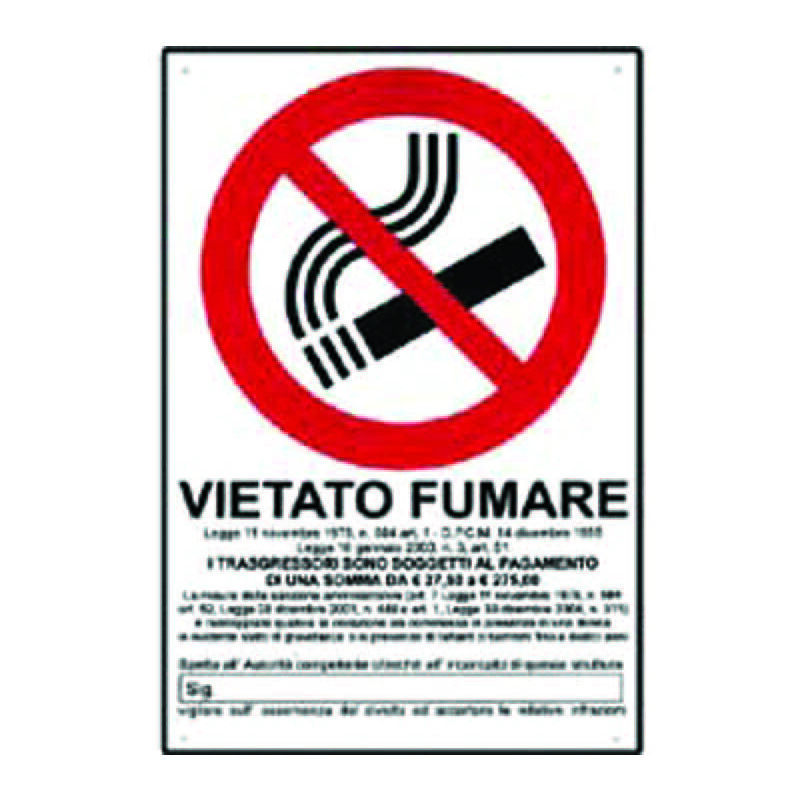foto del prodotto cartello vietato fumare cm.20x30h.