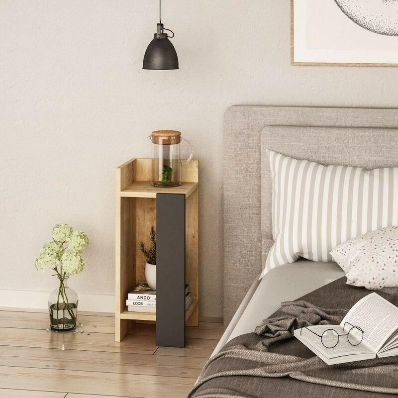 foto del prodotto tavolino di design elos rovere oak pannello antracite 25x25x60h sinistro