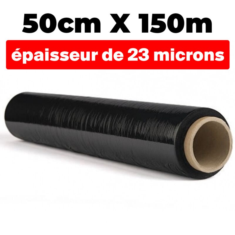 foto del prodotto europalamp film stretching opaco nero 50cmx150m e 23 micron di spessore 