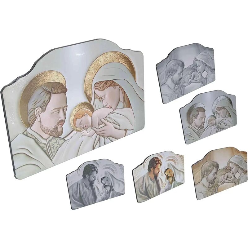foto del prodotto quadro capezzale sacra famiglia in legno nativity assortiti 35x50 cm lupia