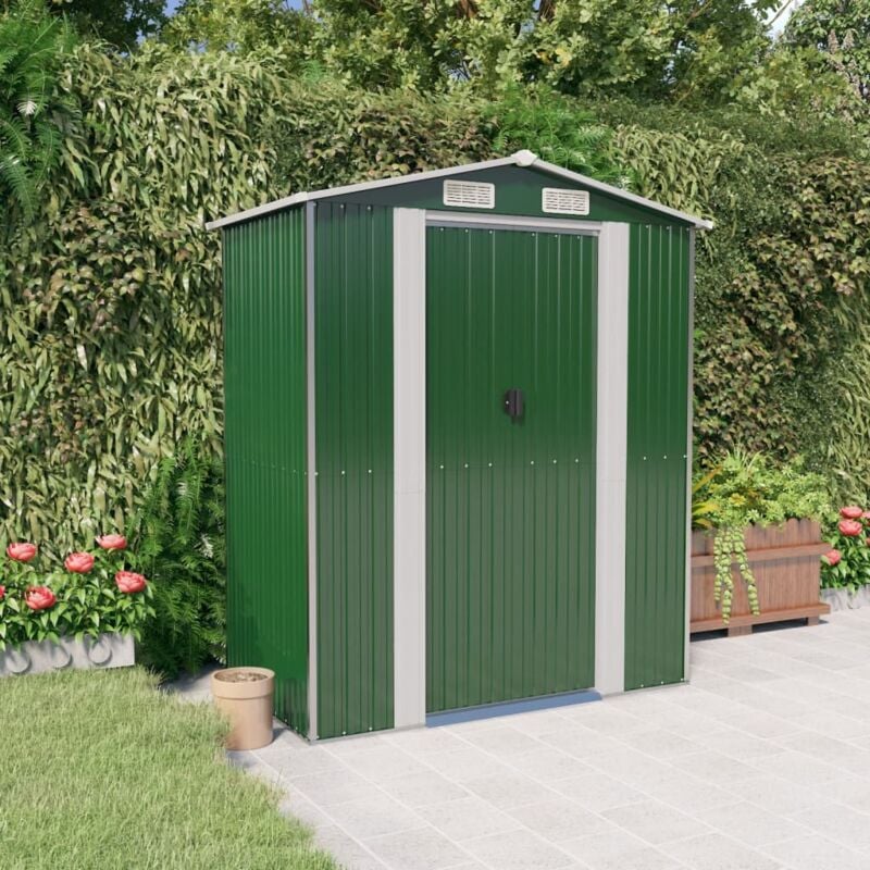 foto del prodotto vidaxl capanno da giardino verde 192x108x223 cm in acciaio zincato