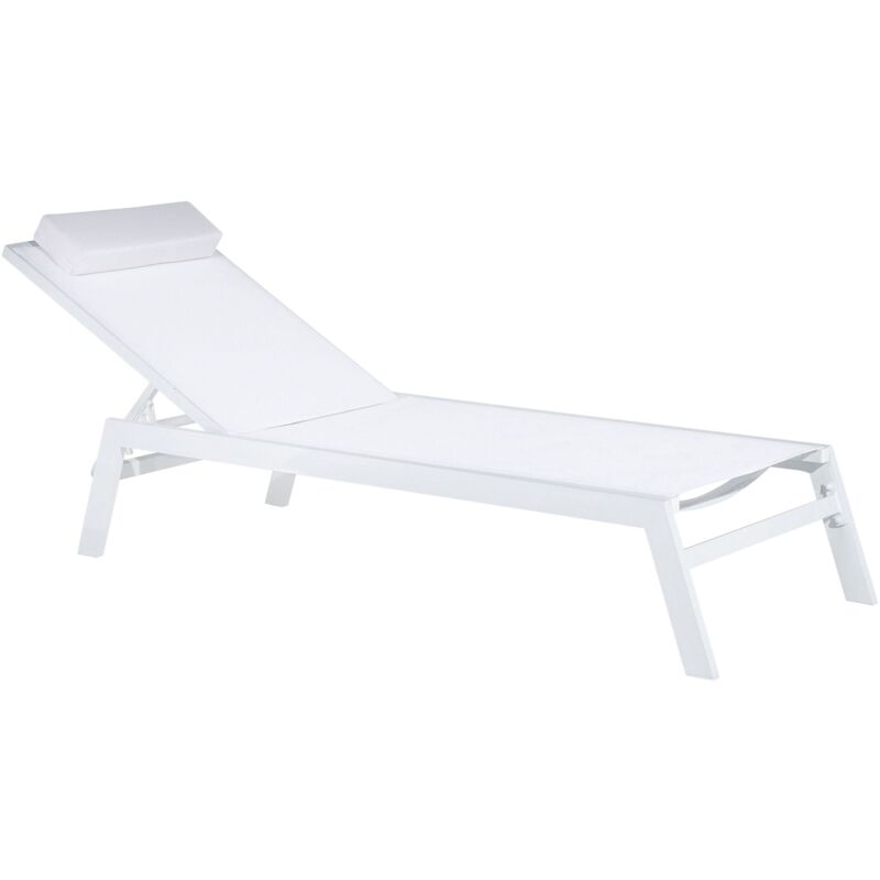 foto del prodotto lettino prendisole bianco cuscino poggiatesta telaio alluminio bianco catania