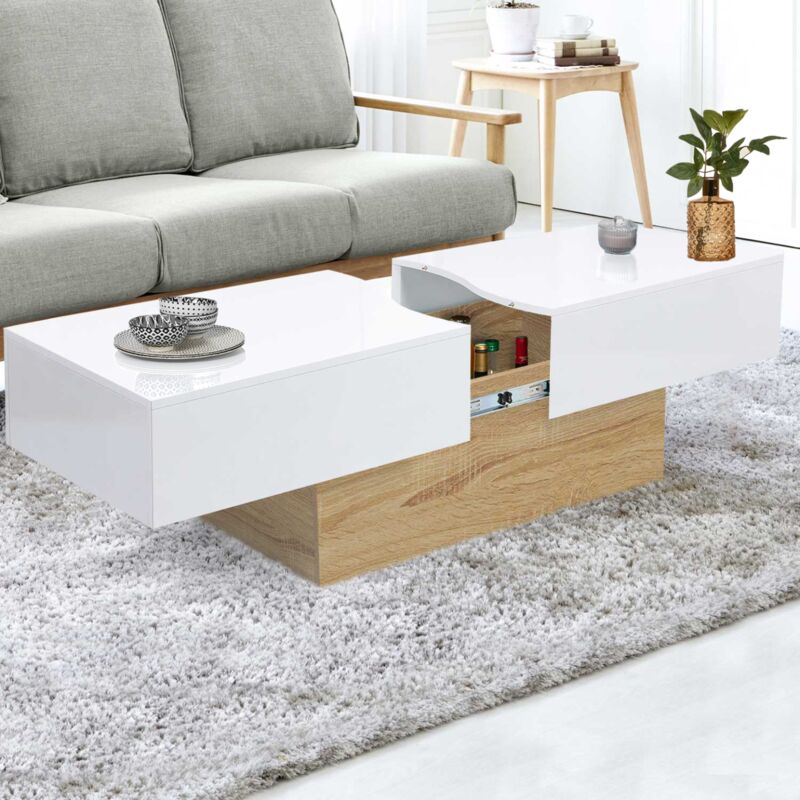 foto del prodotto idmarket tavolino scorrevole marta in legno imitazione faggio e bianco