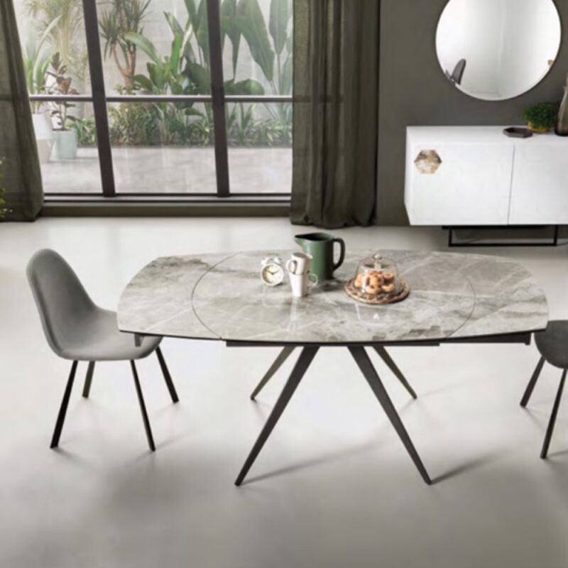 foto del prodotto tavolo allungabile 180 cm piano gre s porcellanato effetto marmo grigio achille