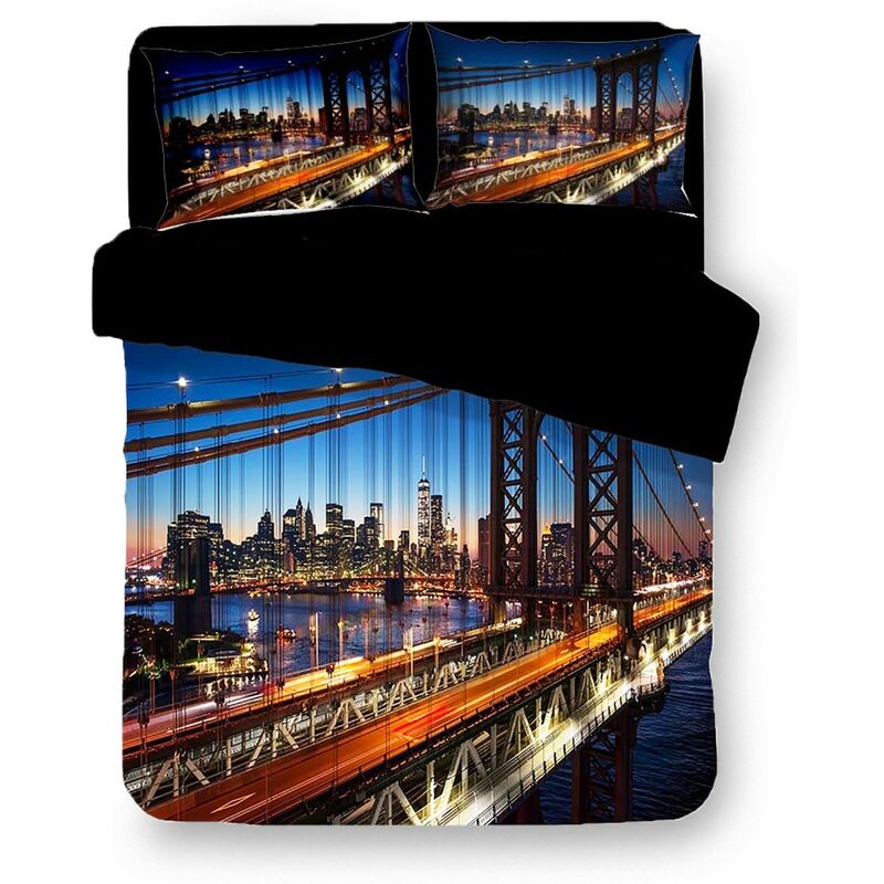 foto del prodotto tex family copripiumino rasatello hd fotografico new york ponte di brooklyn cm. 155x200
