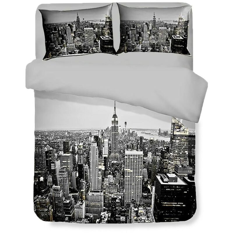 foto del prodotto tex family copripiumino rasatello hd fotografico grattacieli new york cm. 155x200