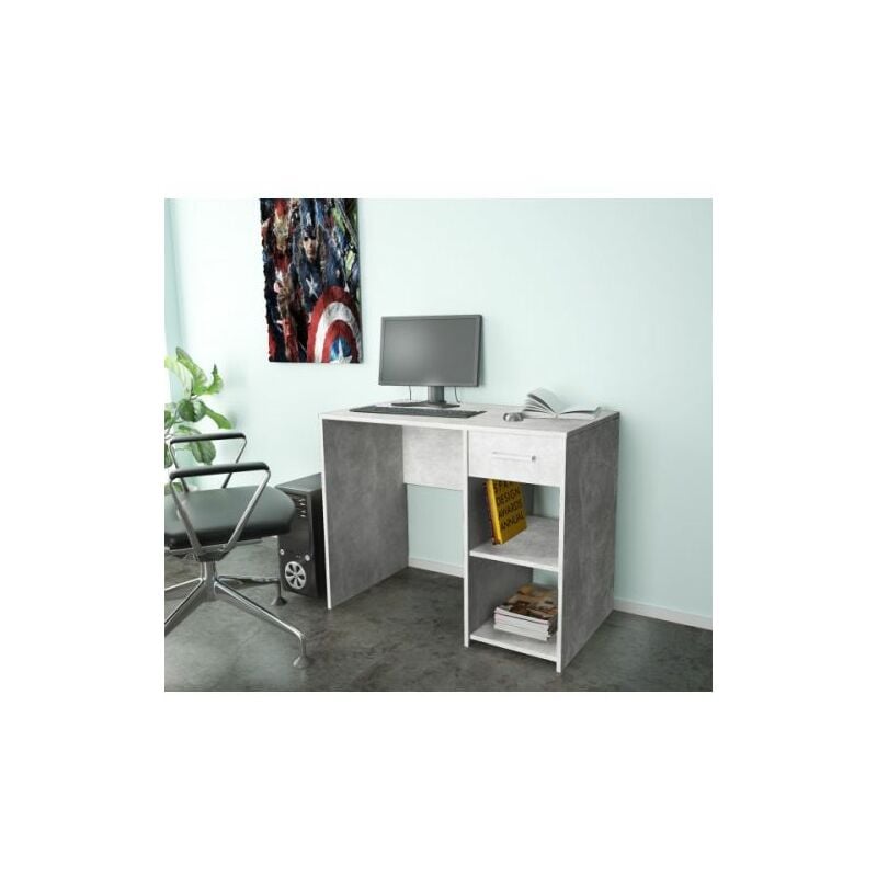 foto del prodotto salone srl scrivania da lavoro ufficio 1 cassetto pc cm 90x75x50 cemento chk4298 60094 
