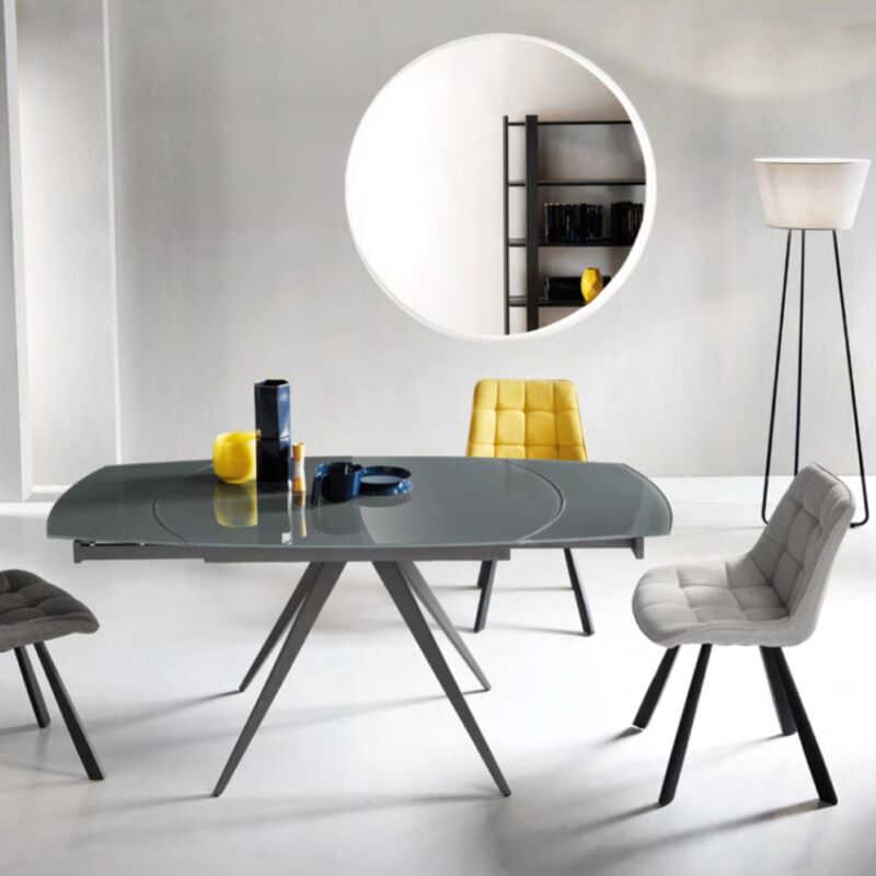 foto del prodotto capodarte tavolo soggiorno allungabile 180 cm piano vetro antracite achille