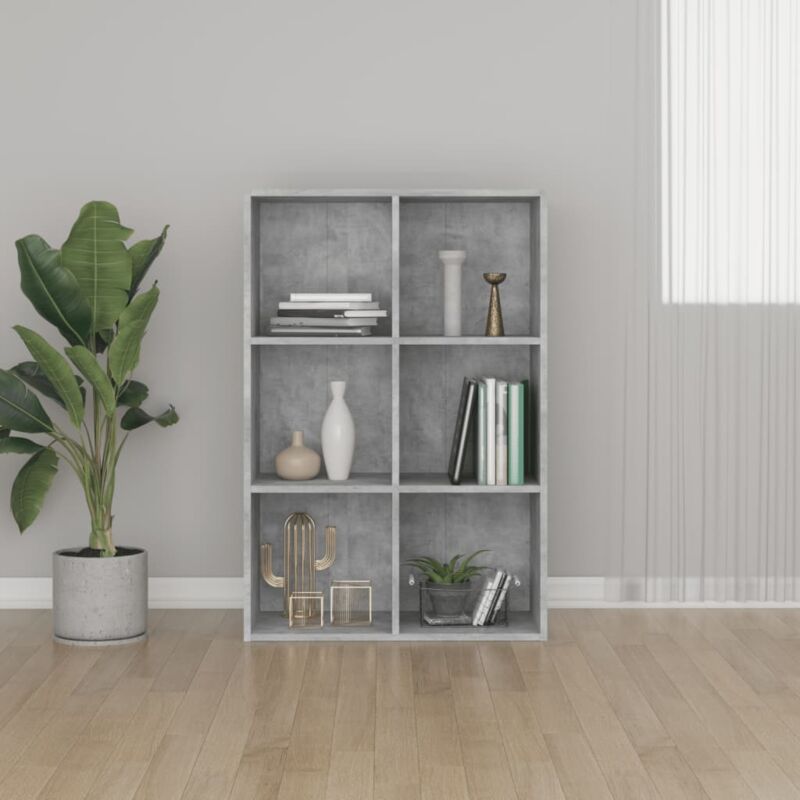 foto del prodotto vidaxl libreria credenza grigio cemento 66x30x98 cm legno multistrato
