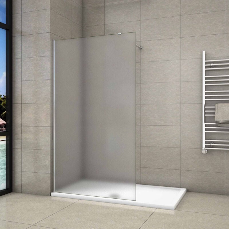 foto del prodotto aica italy walk in parete per doccia vetro temperato 8mm anticalcare satinata opaca 110x200 cm barra stabilizzatrice da 140cm