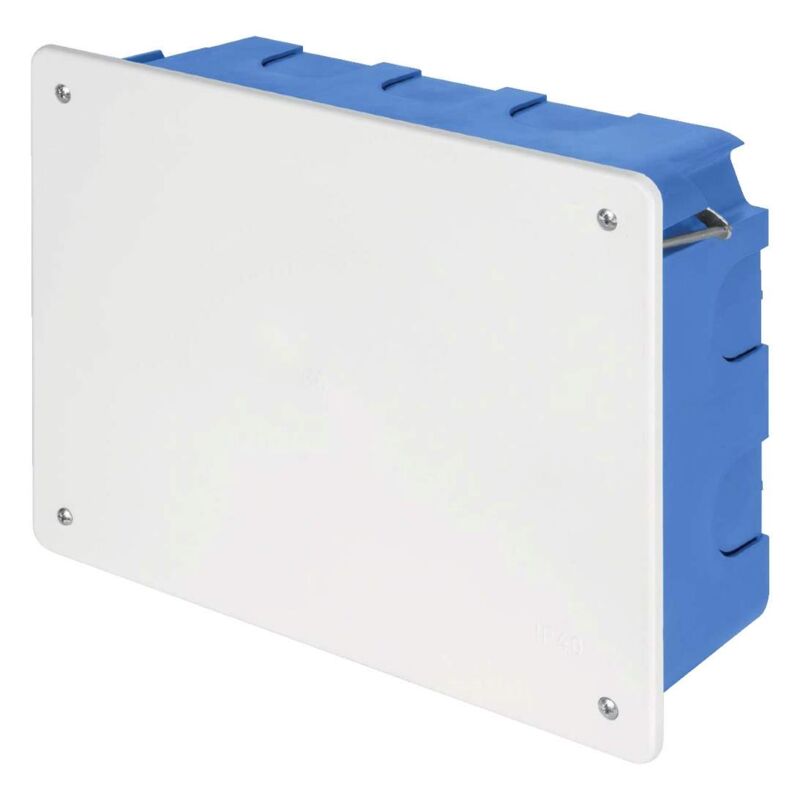 foto del prodotto scatola di derivazione da incasso con coperchio bianco, 200x150x75mm, per pareti leggere, in tecnopolimero, blu, serie 340 elettrocanali ec340106