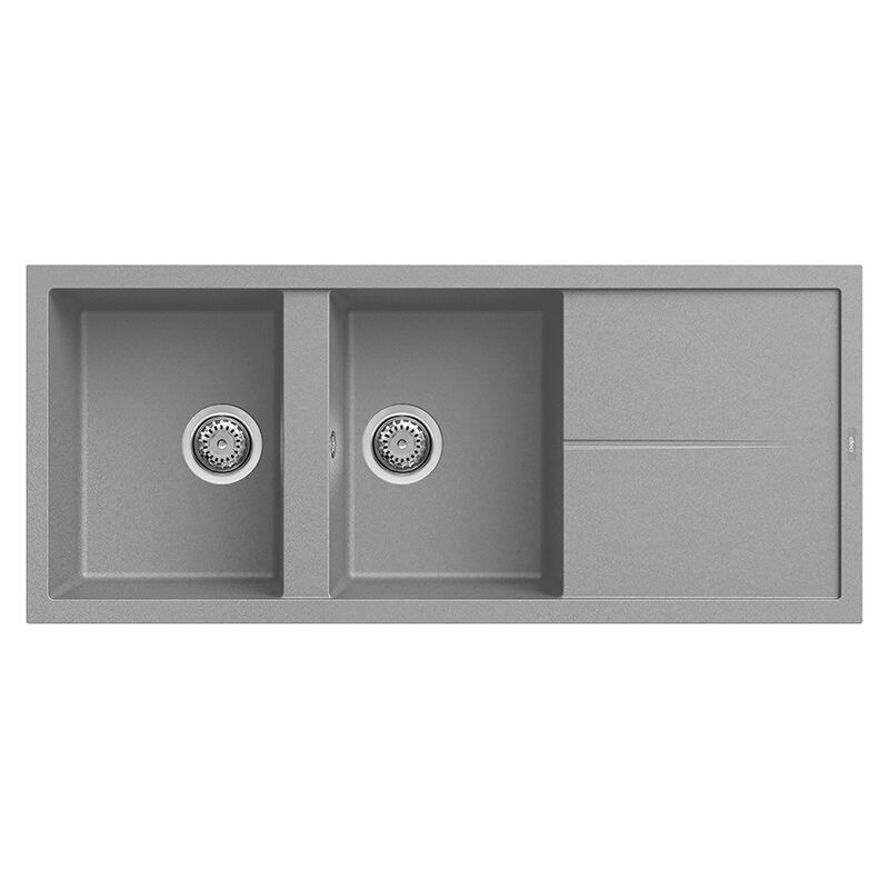 foto del prodotto lavello elleci incasso 2 vasche 116x50 unico 500 granitek grigio cemento lgu50048