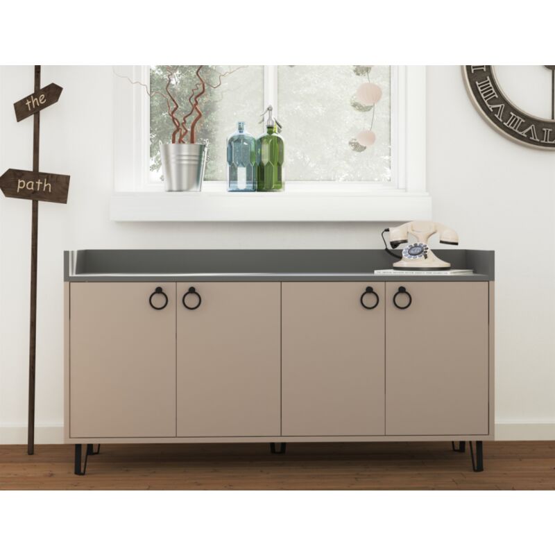 foto del prodotto madia 140x80 h cm moka chiaro e grigio antracite con quattro ante cerignola