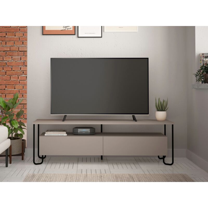 foto del prodotto mobile porta tv 150x42x45 cm moka chiaro con due ante e ribalta leon