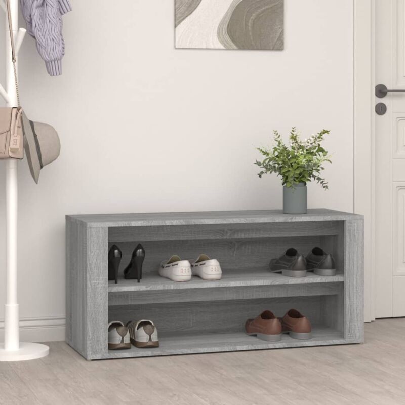 foto del prodotto vidaxl scarpiera grigio cemento 100x35x45 cm in legno multistrato