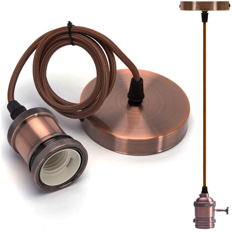 foto del prodotto bes portalampada vintage bronzo effetto metallo 2m attacco e27 industrial 60w