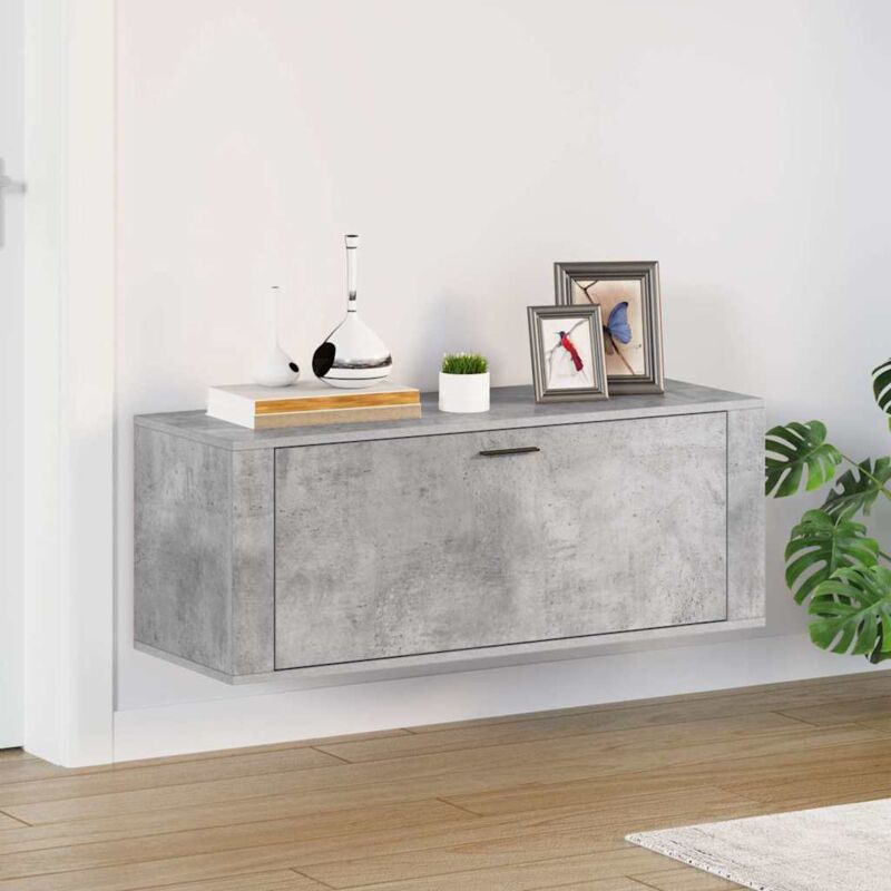 foto del prodotto vidaxl scarpiera a muro grigio cemento100x35x38cm in legno multistrato