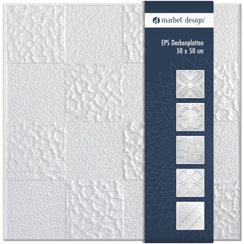 foto del prodotto piastrelle per soffitto in polistirolo eps bianco 50x50cm confezione economica 2 m 8 pannelli, sughero marbet design