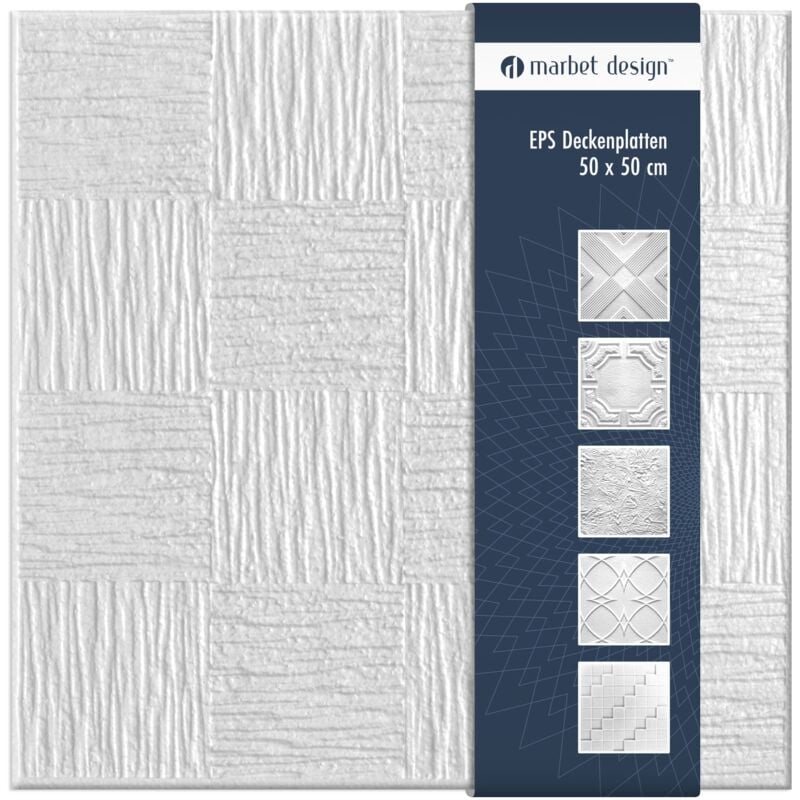 foto del prodotto piastrelle per soffitto in polistirolo eps bianco 50x50cm confezione economica 2 m 8 pannelli, gyor marbet design