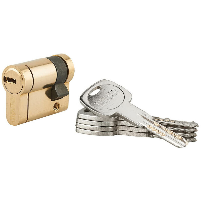 foto del prodotto thirard mezzo cilindro europeo trafic 12 30x10mm, ottone, antiperforazione, antirottura, 5 chiavi piatte reversibili