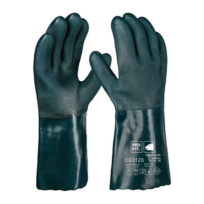 foto del prodotto profit guanto di protezione chimica pirata misura 10 pvc verde en 388. en iso par 12 