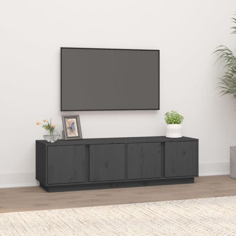 foto del prodotto vidaxl mobile porta tv grigio 140x40x40 cm in legno massello di pino