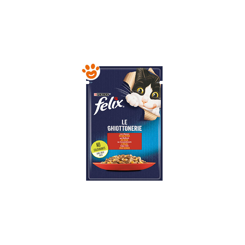 foto del prodotto cat felix le ghiottonerie manzo in gelatina cat felix le ghiottonerie manzo in gelatina bustina da 85 gr purina