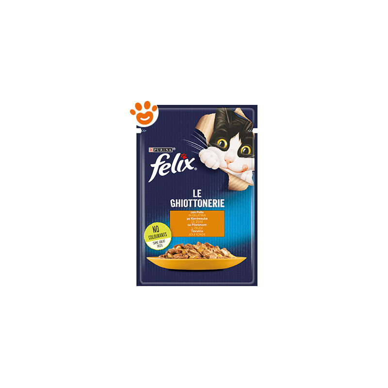 foto del prodotto cat felix le ghiottonerie pollo in gelatina cat felix le ghiottonerie pollo in gelatina bustina da 85 gr purina