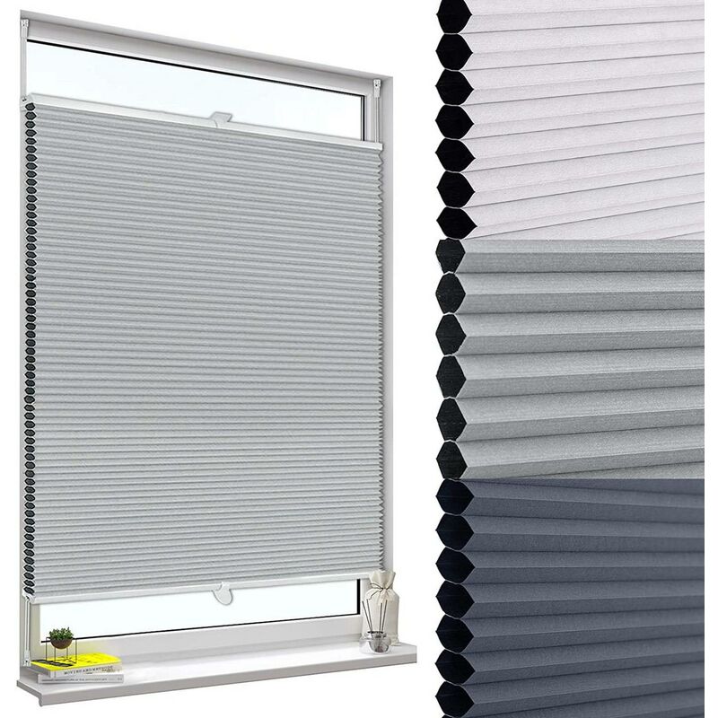 foto del prodotto woltu tenda plissettata a nido d ape tende avvolgibili oscurante al per finestra grigio 85x130 cm