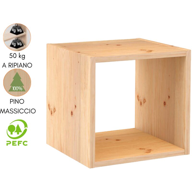 foto del prodotto mensola da parete in legno, cubo quadrato scaffale con ripiano cm 36x30x36 rovere oak zik