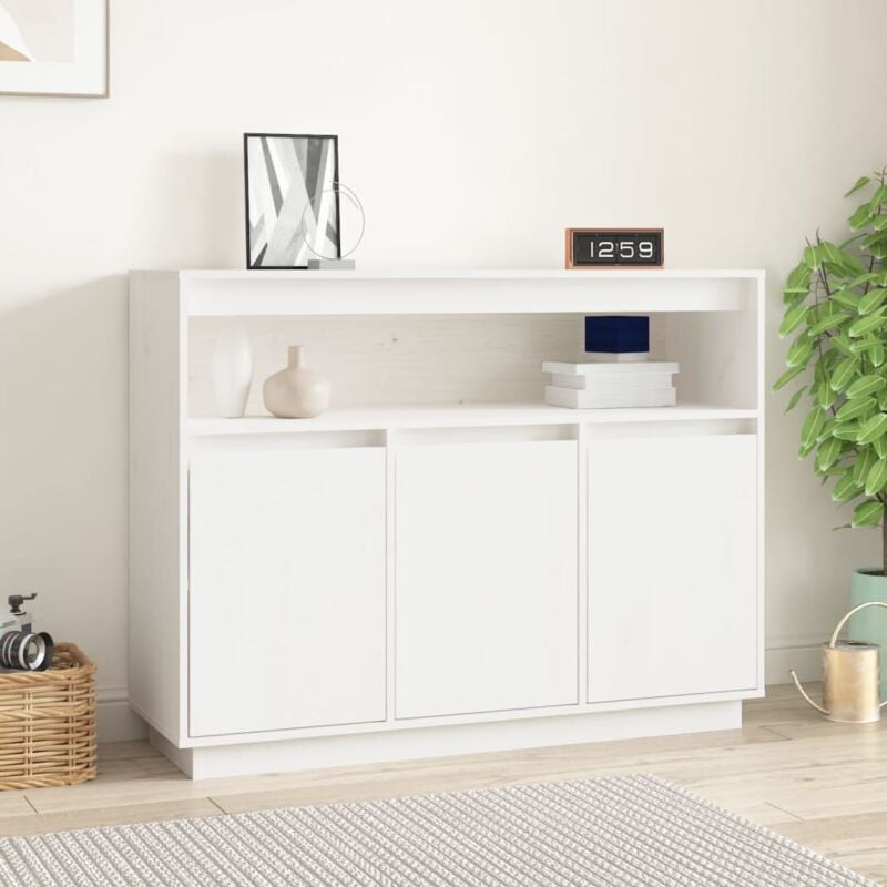 foto del prodotto vidaxl credenza bianca 104,5x34x80 cm in legno massello di pino
