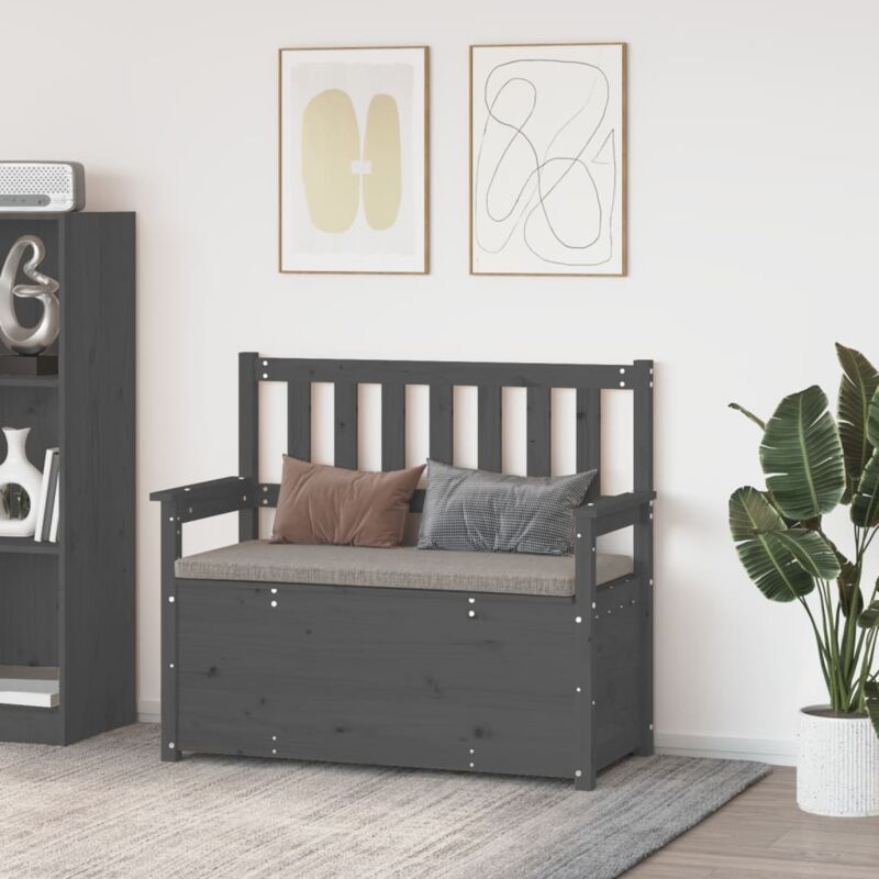 foto del prodotto vidaxl panca grigio 112,5x51,5x96,5 cm in legno massello di pino