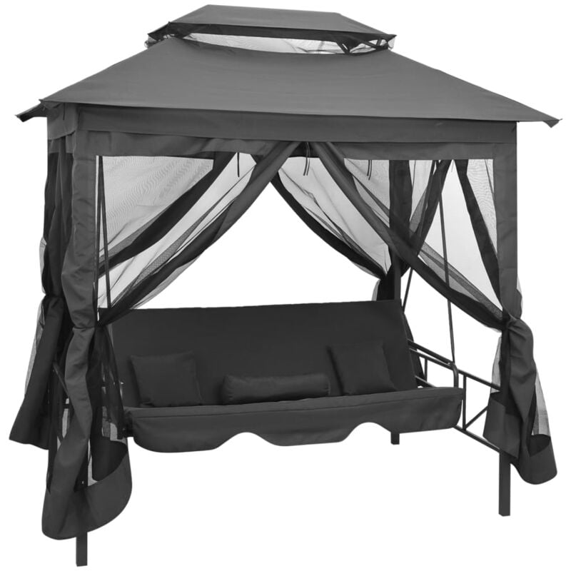 foto del prodotto vidaxl panchina a dondolo baldacchino antracite 220x160x240 cm acciaio