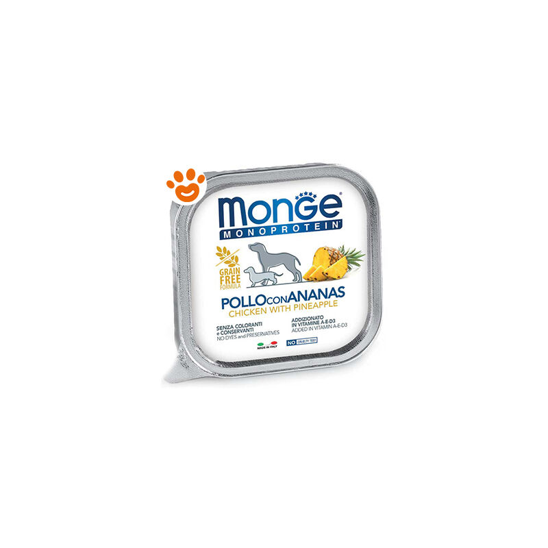 foto del prodotto dog monoprotein adult pollo e ananas dog monoprotein adult pollo e ananas vaschetta da 150 gr monge