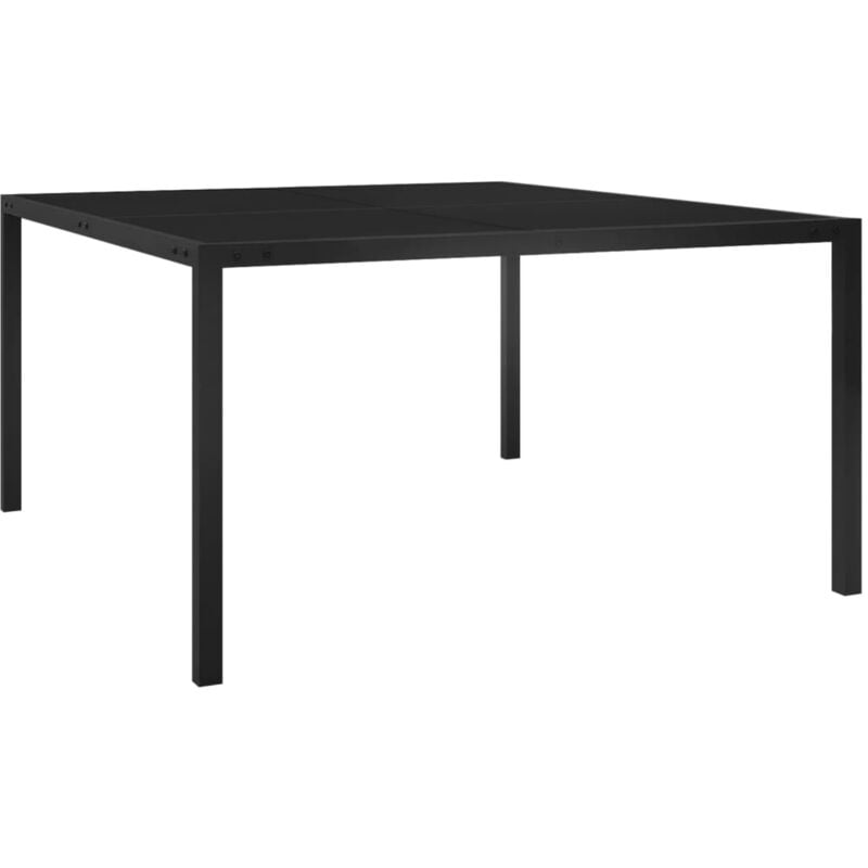 foto del prodotto vidaxl tavolo da giardino 130x130x72 cm nero in acciaio e vetro