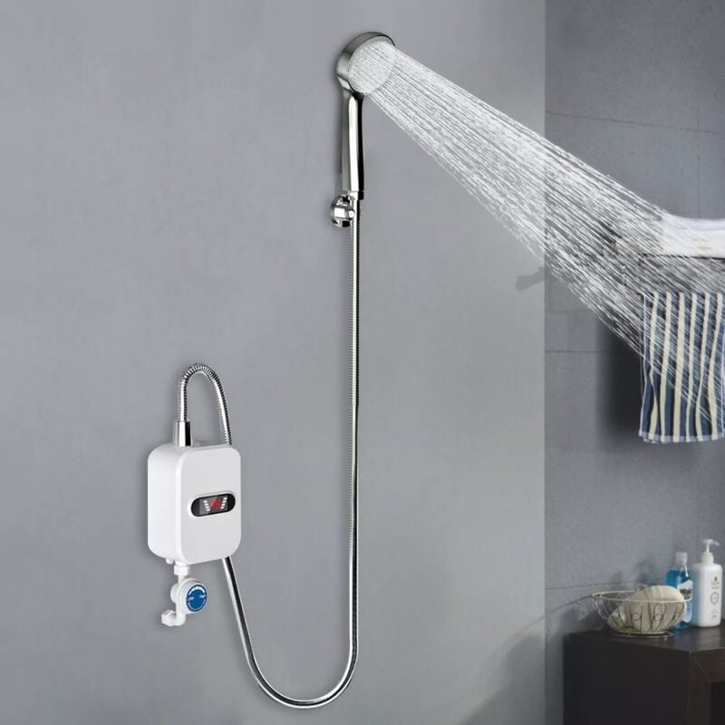 foto del prodotto 3500 w mini scaldabagno istantaneo, con kit doccia tankless acqua calda scaldabagno elettrico con indicatore di temperatura, per bagno e casa
