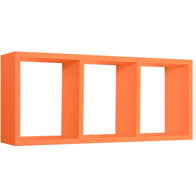 foto del prodotto mensola cubo 3 scomparti scaffale arancione soggiorno salotto camera moderno tristano