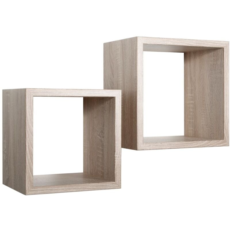 foto del prodotto mensola cubo 2 pz scaffale parete rovere naturale salotto camera soggiorno moderno q bis maxi