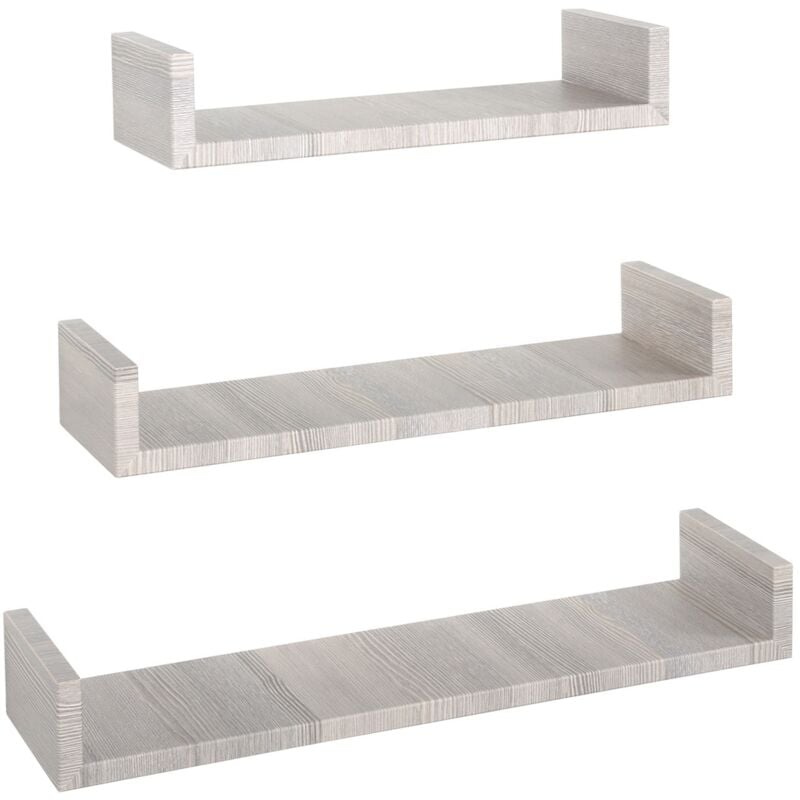 foto del prodotto set 3 mensole parete rovere grigio scaffale salotto soggiorno camera moderno calamita