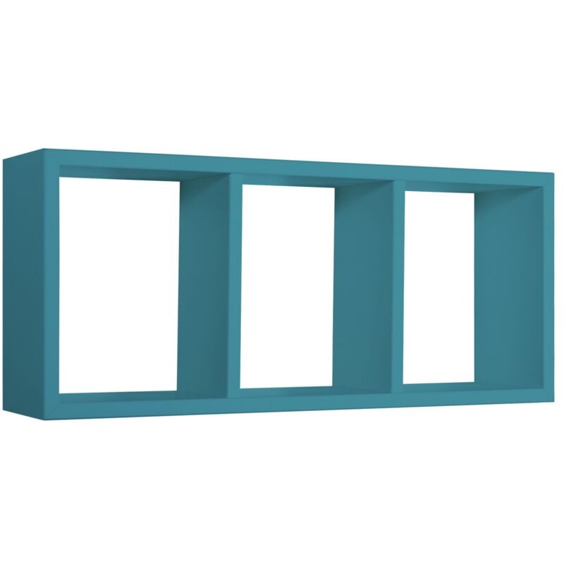 foto del prodotto mensola cubo 3 scomparti scaffale blu soggiorno salotto camera moderno tristano