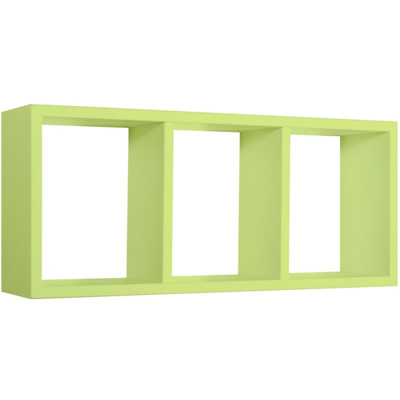 foto del prodotto mensola cubo 3 scomparti scaffale verde soggiorno salotto camera moderno tristano