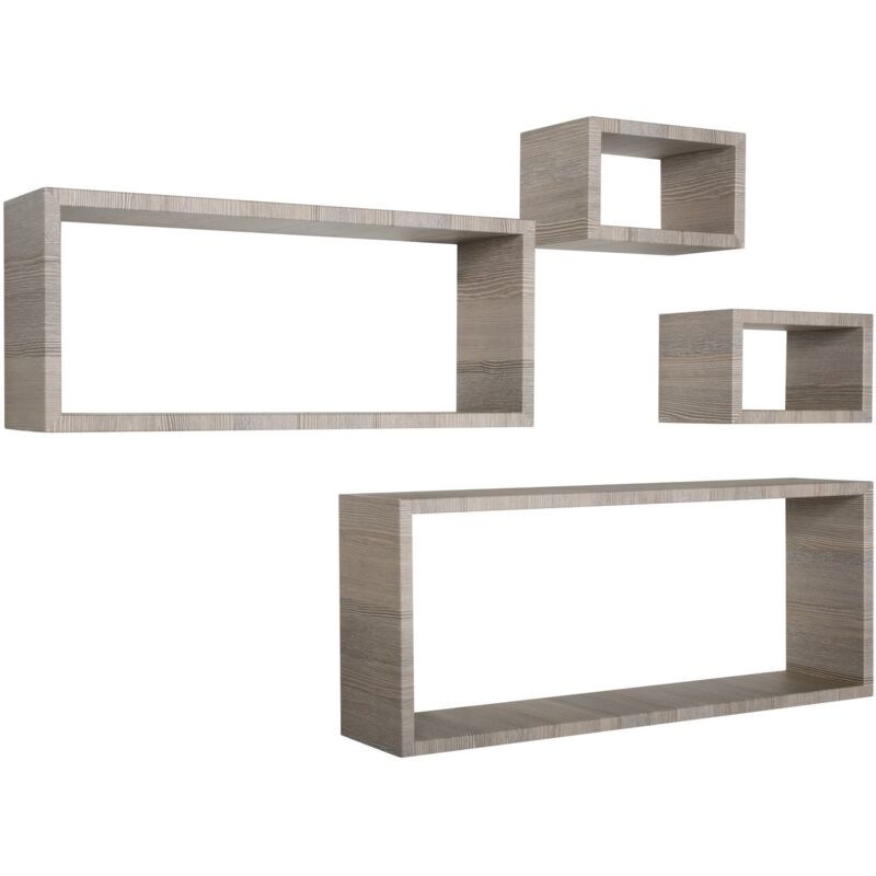 foto del prodotto mensola da parete scaffale cubo set 4 pezzi moka salotto camera soggiorno moderno merlino