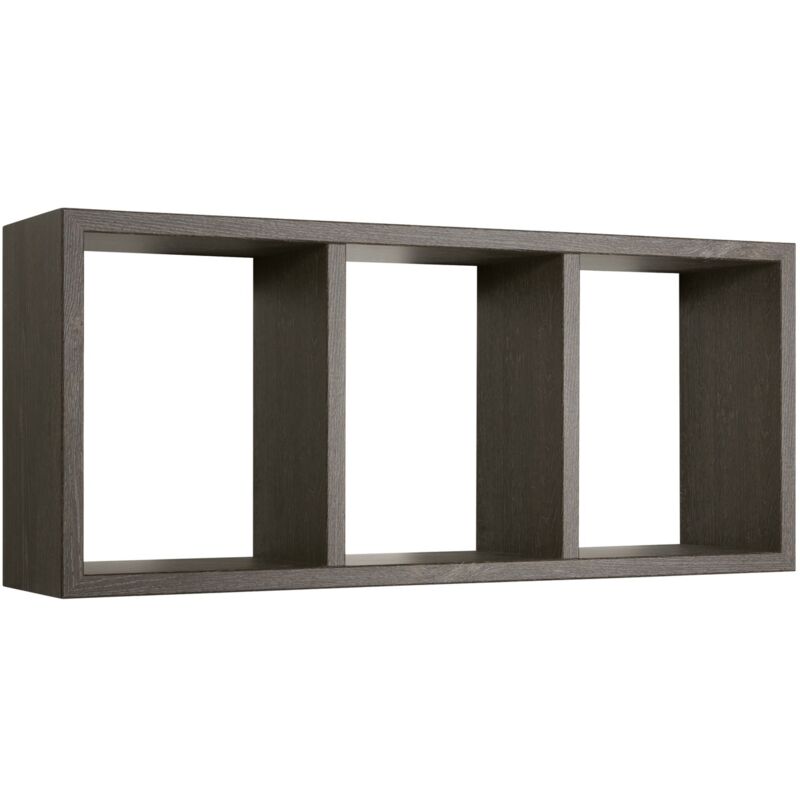 foto del prodotto mensola cubo 3 scomparti scaffale rovere scuro soggiorno salotto camera moderno tristano