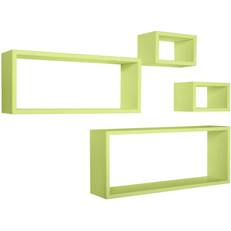 foto del prodotto mensola da parete scaffale cubo set 4 pezzi verde salotto camera soggiorno moderno merlino