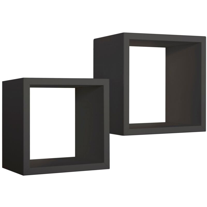 foto del prodotto mensola cubo 2 pz scaffale parete rovere nero salotto camera soggiorno moderno q bis maxi